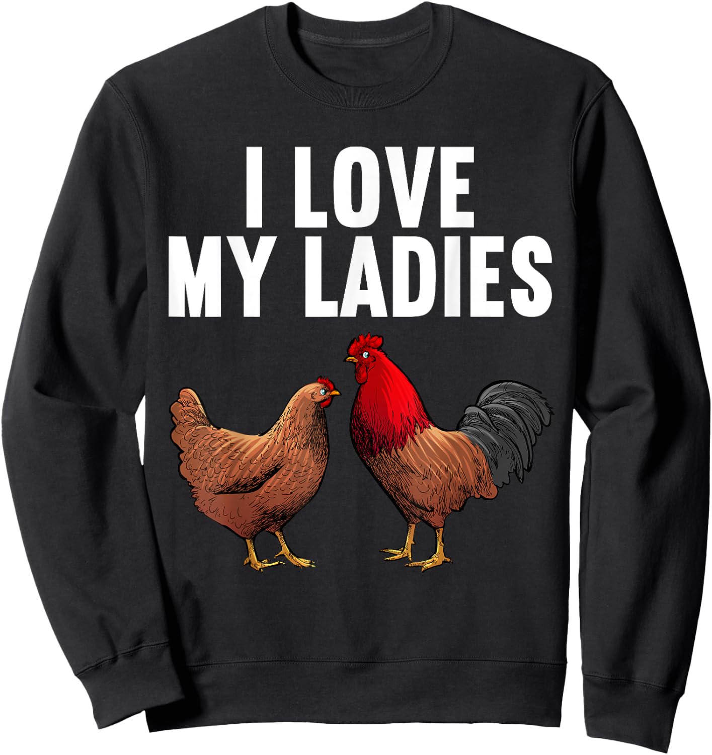 Cool Chicken Art Women Dad Rooster Chicken Farmer Sweatshirt - Sweatshirt | Black