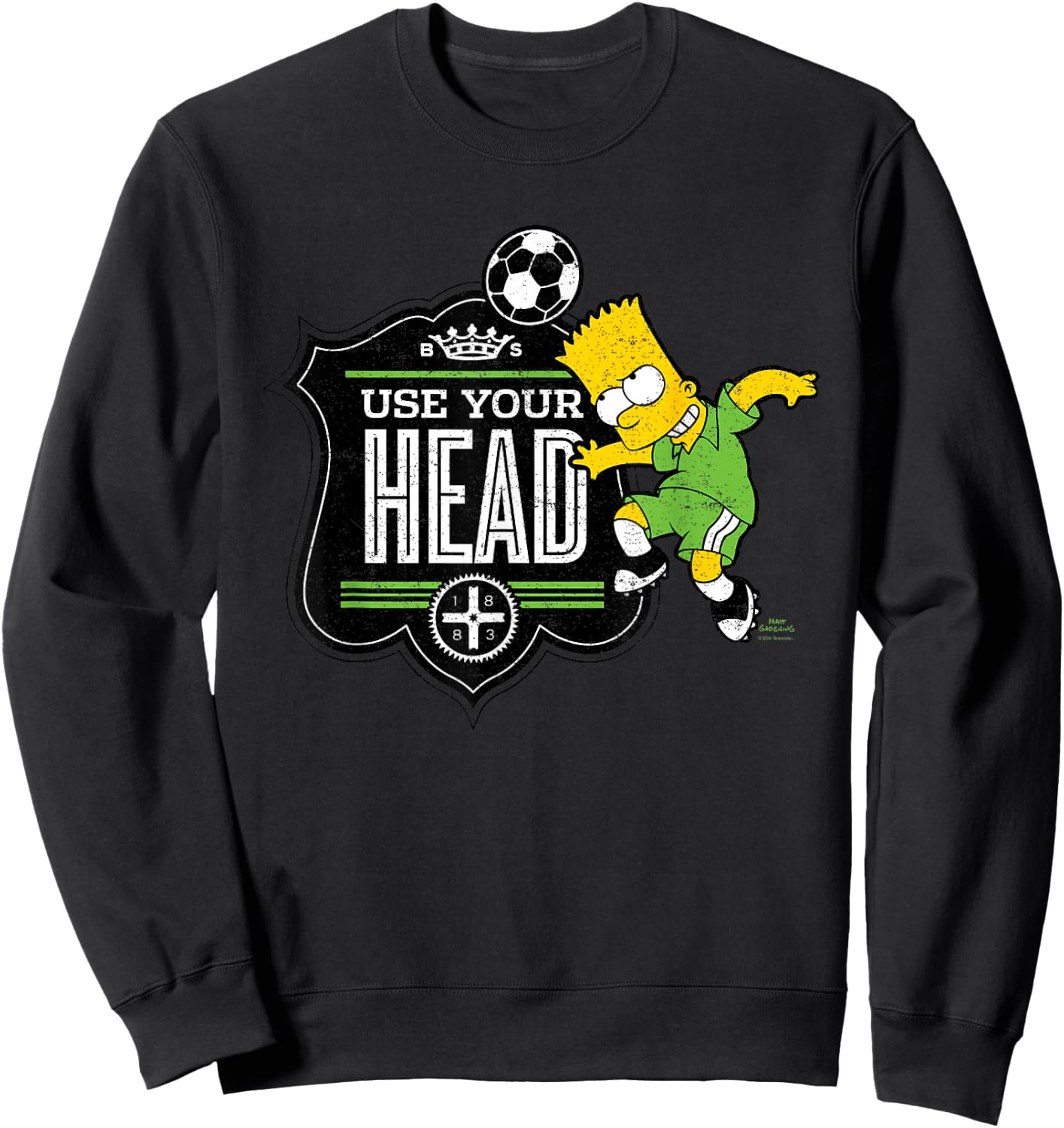 The Simpsons Soccer Bart Simpson Use Your Head Sweatshirt - Sweatshirt | Black