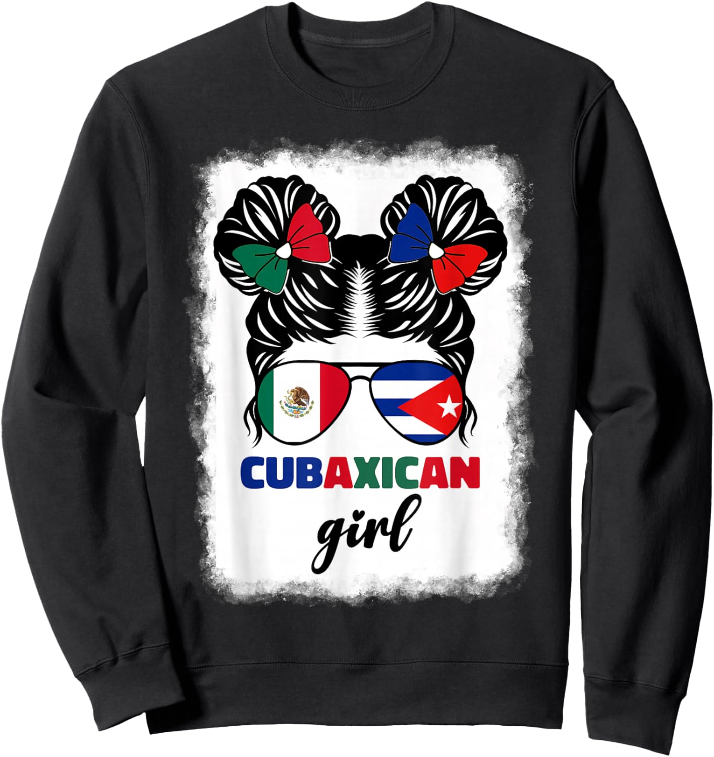 Half Mexican And Half Cuban Mexico Cuba Flag Girl Kids Girls Sweatshirt - Sweatshirt | Black