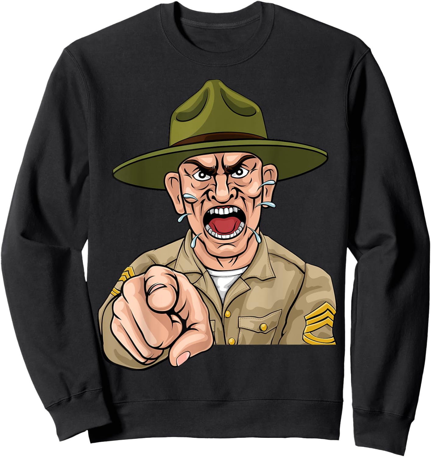 Angry Army Bootcamp Drill Sergeant Cartoon Sweatshirt - Sweatshirt | Black