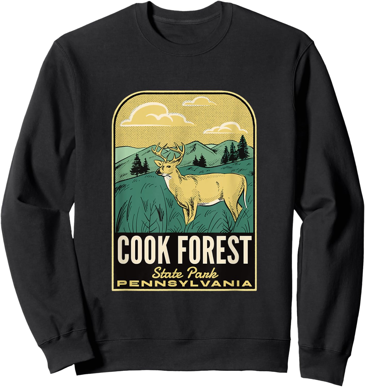 Cook Forest State Park PA Vintage Travel Sweatshirt - Sweatshirt | Black