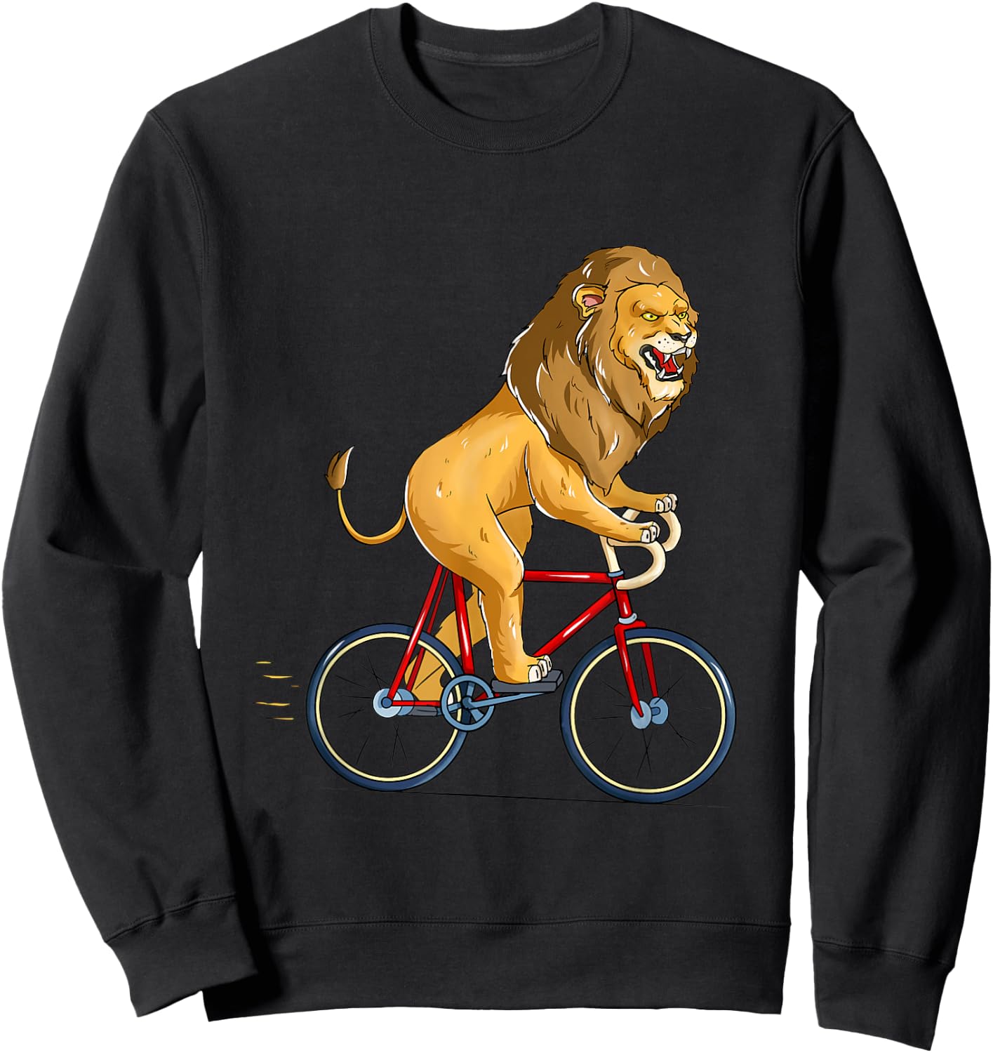 Lion Riding Bicycle Cute Biker Cyclist Cycling Sweatshirt - Sweatshirt | Black