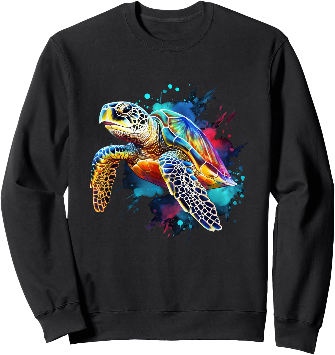 Sea Turtle Watercolor Graphic Sweatshirt - Sweatshirt | Black