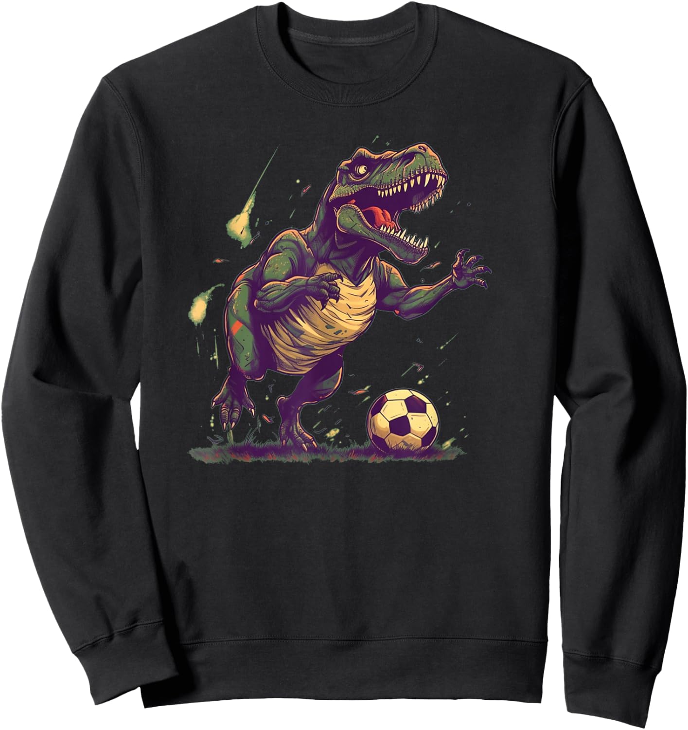 Cool T Rex Dinosaur for Soccer Player and Lovers Sweatshirt - Sweatshirt | Black
