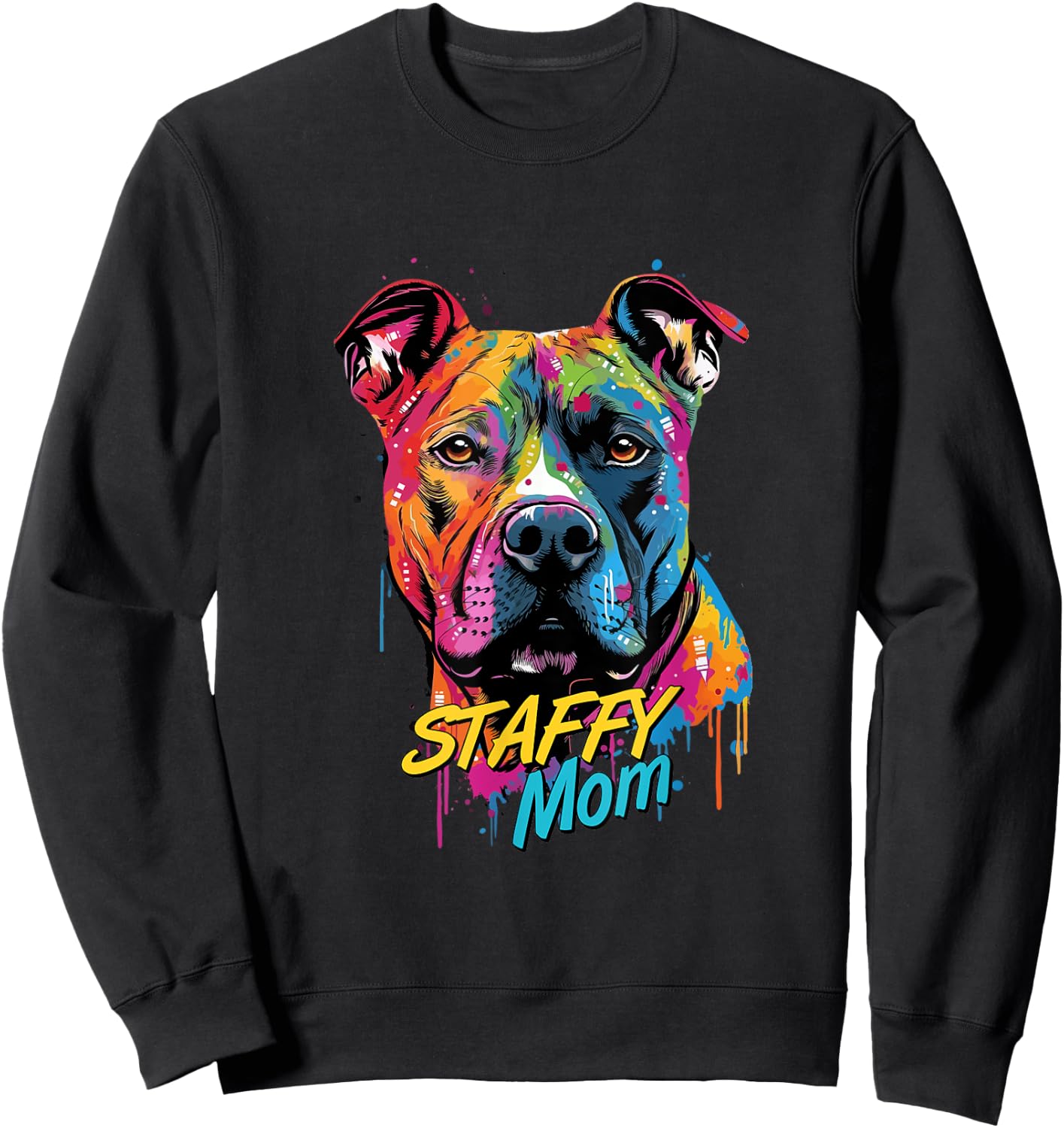 Graffiti American Staffordshire Terrier Mom Staffy Mural Art Sweatshirt - Sweatshirt | Black