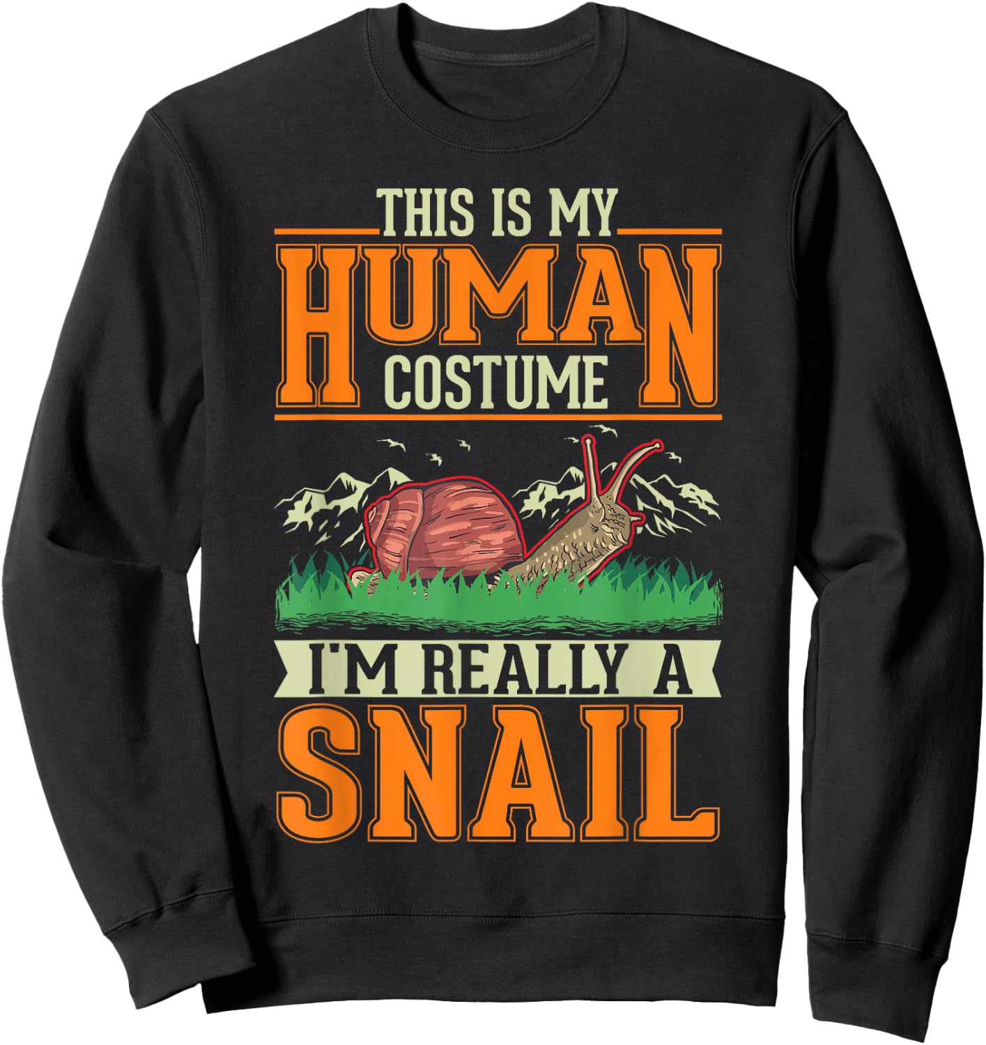 Snail Human Costume Halloween Snail Sweatshirt - Sweatshirt | Black