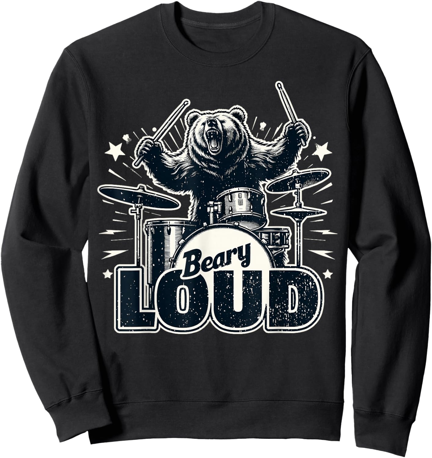 Drumming Bear Drummer Sweatshirt - Sweatshirt | Black