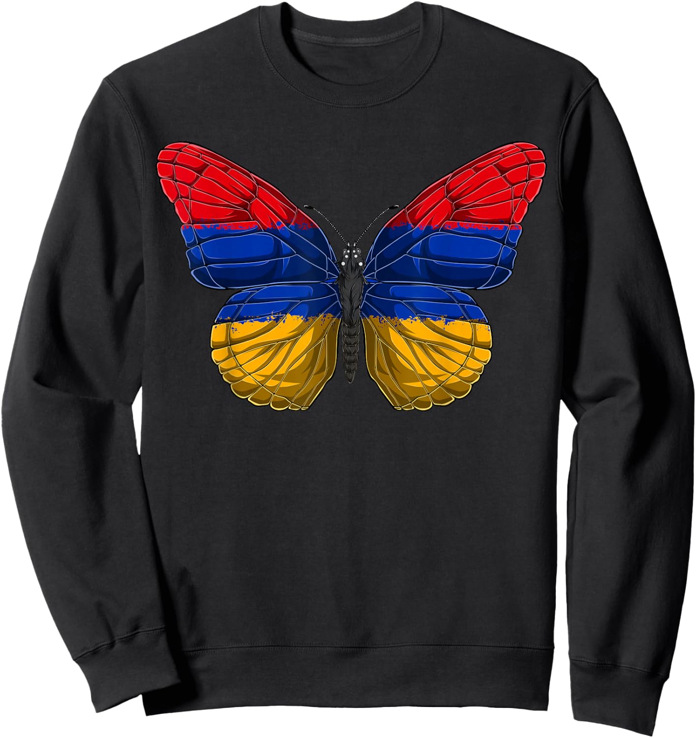 Armenia Butterfly Shirt Patriotic Armenian Flag Sweatshirt - Sweatshirt | Black