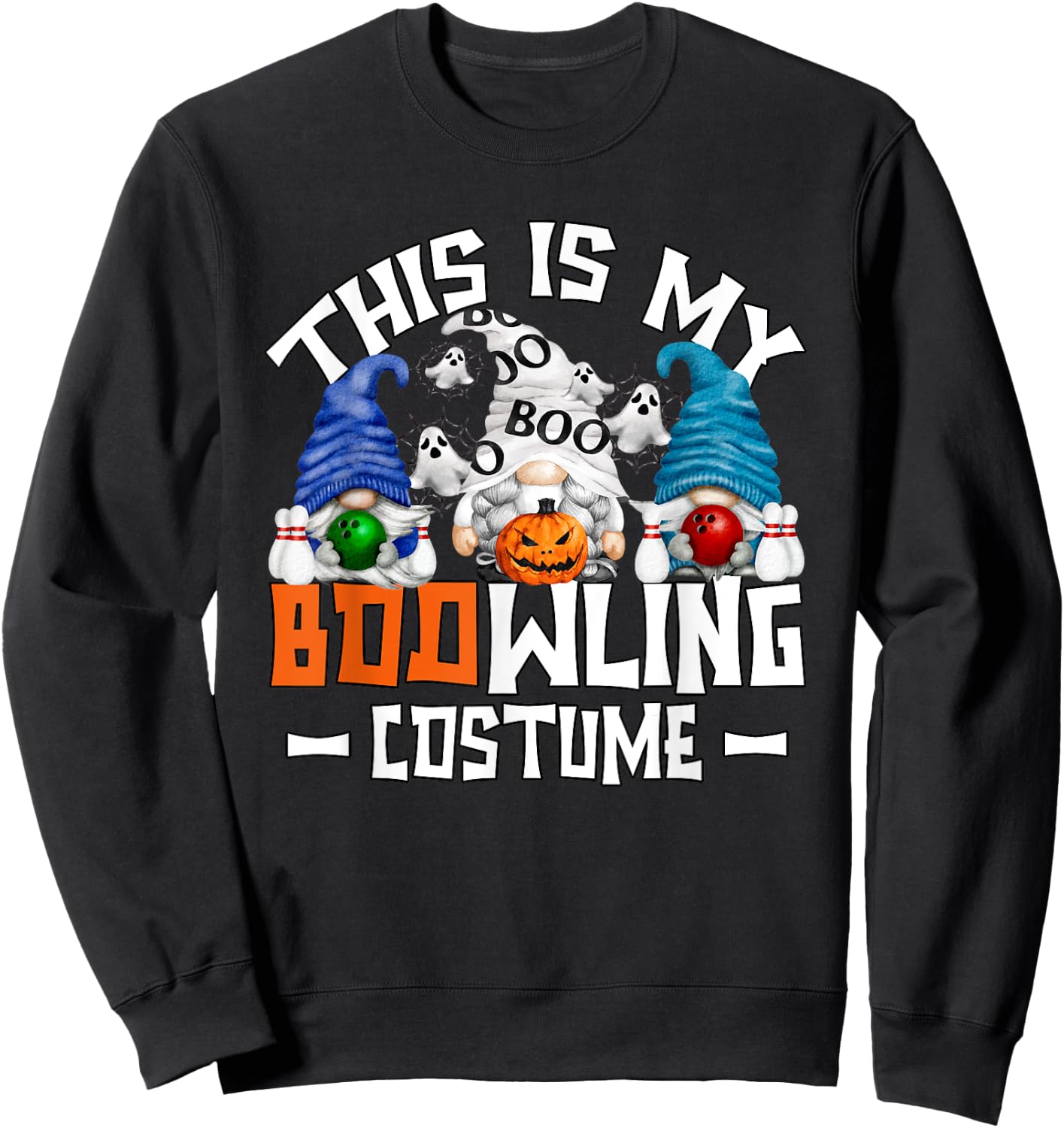 This Is My Bowling Costume Funny Mom Gnome Halloween Bowler Sweatshirt - Sweatshirt | Black