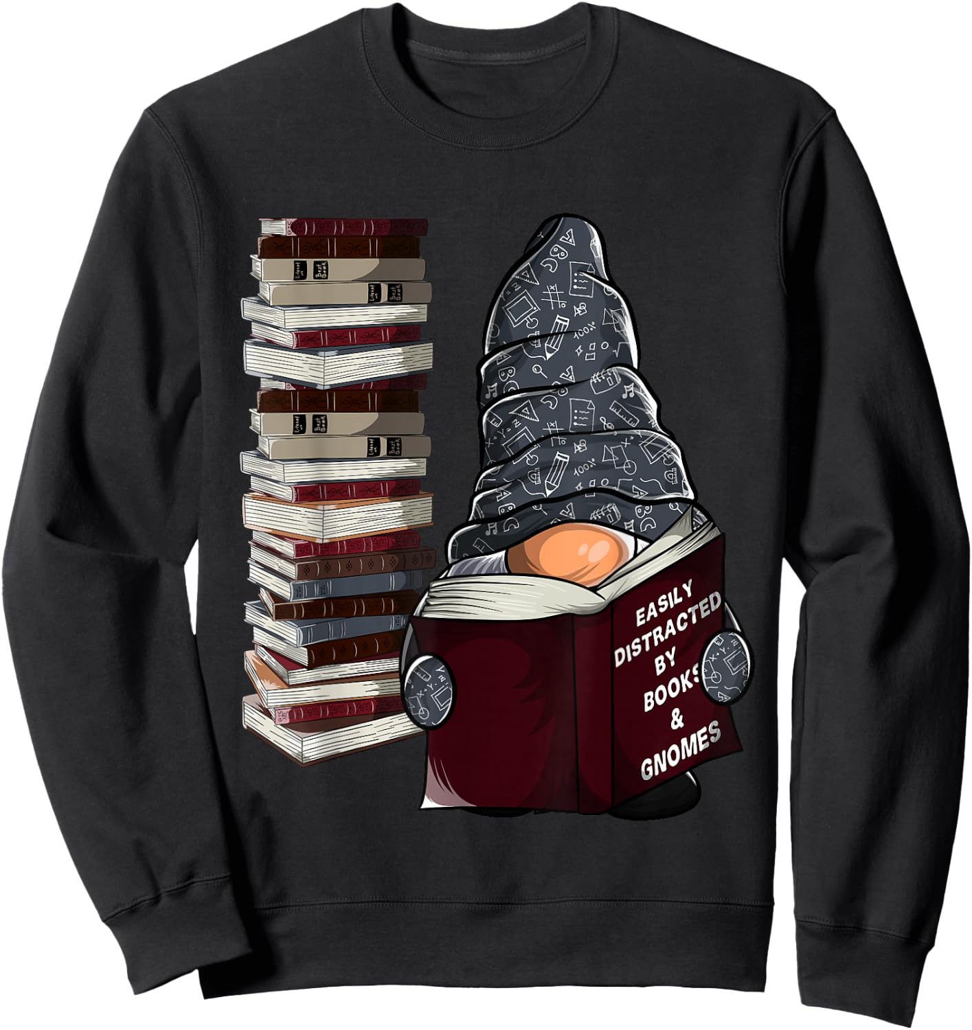Easily Distracted by Books & Gnomes, Garden gnome Book Lover Small Sweatshirt - Sweatshirt | Black