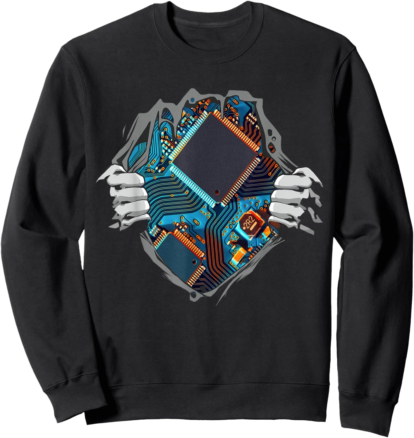 Hardware Computer Engineer CPU Chip Circuit Motherboard Sweatshirt - Sweatshirt | Black