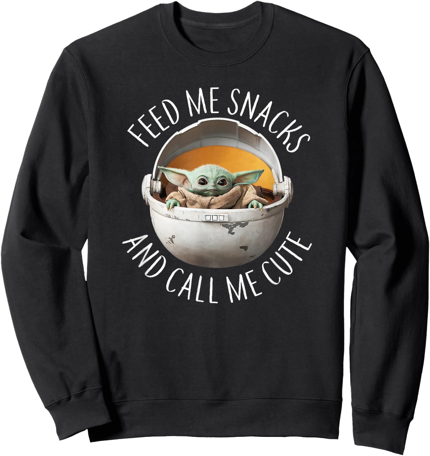 Star Wars: The Mandalorian Grogu Feed Snacks & Call Me Cute Sweatshirt - Sweatshirt | Black