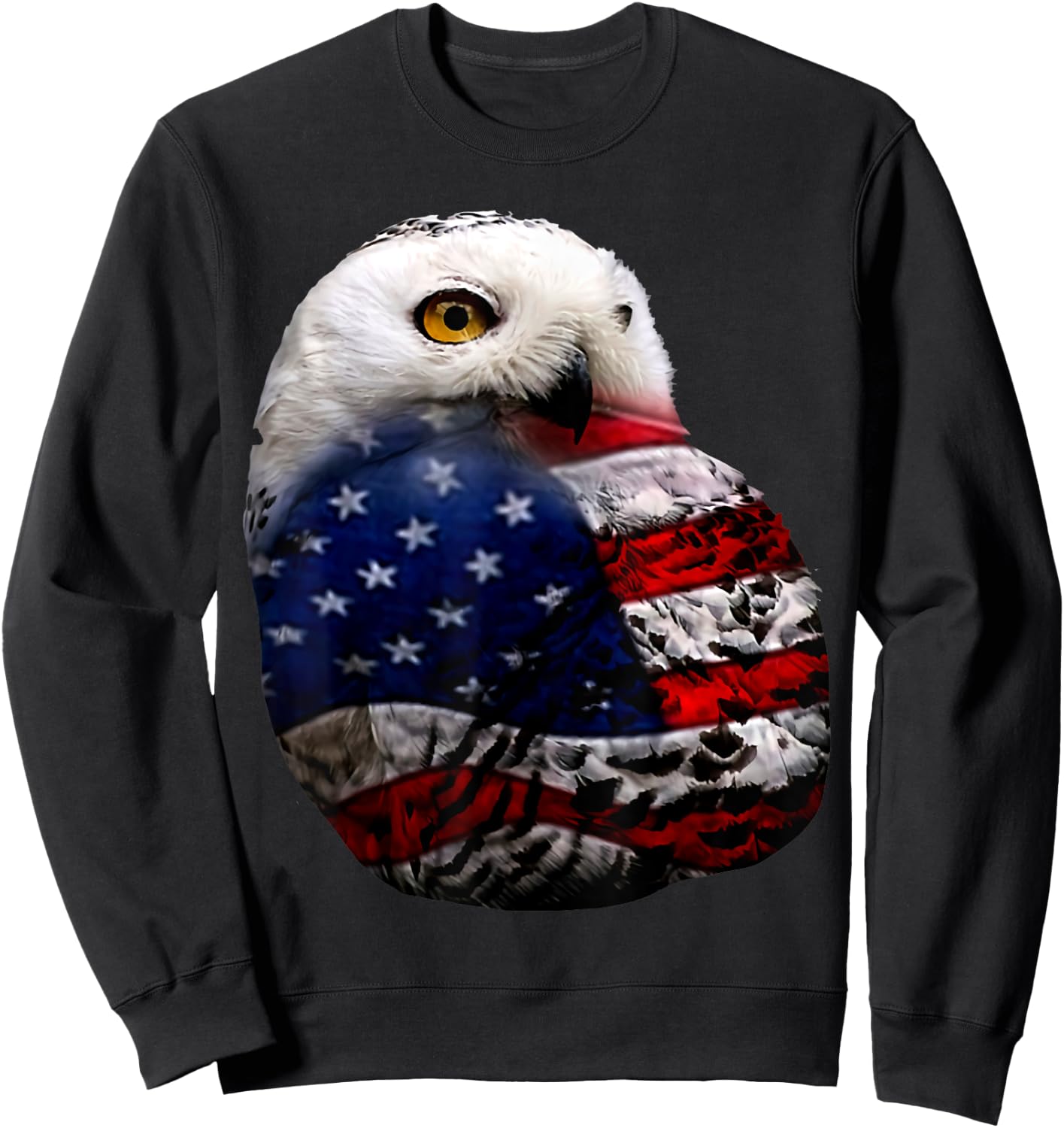 Owl flag outfit owl lovers bird lovers 4th of July Sweatshirt - Sweatshirt | Black