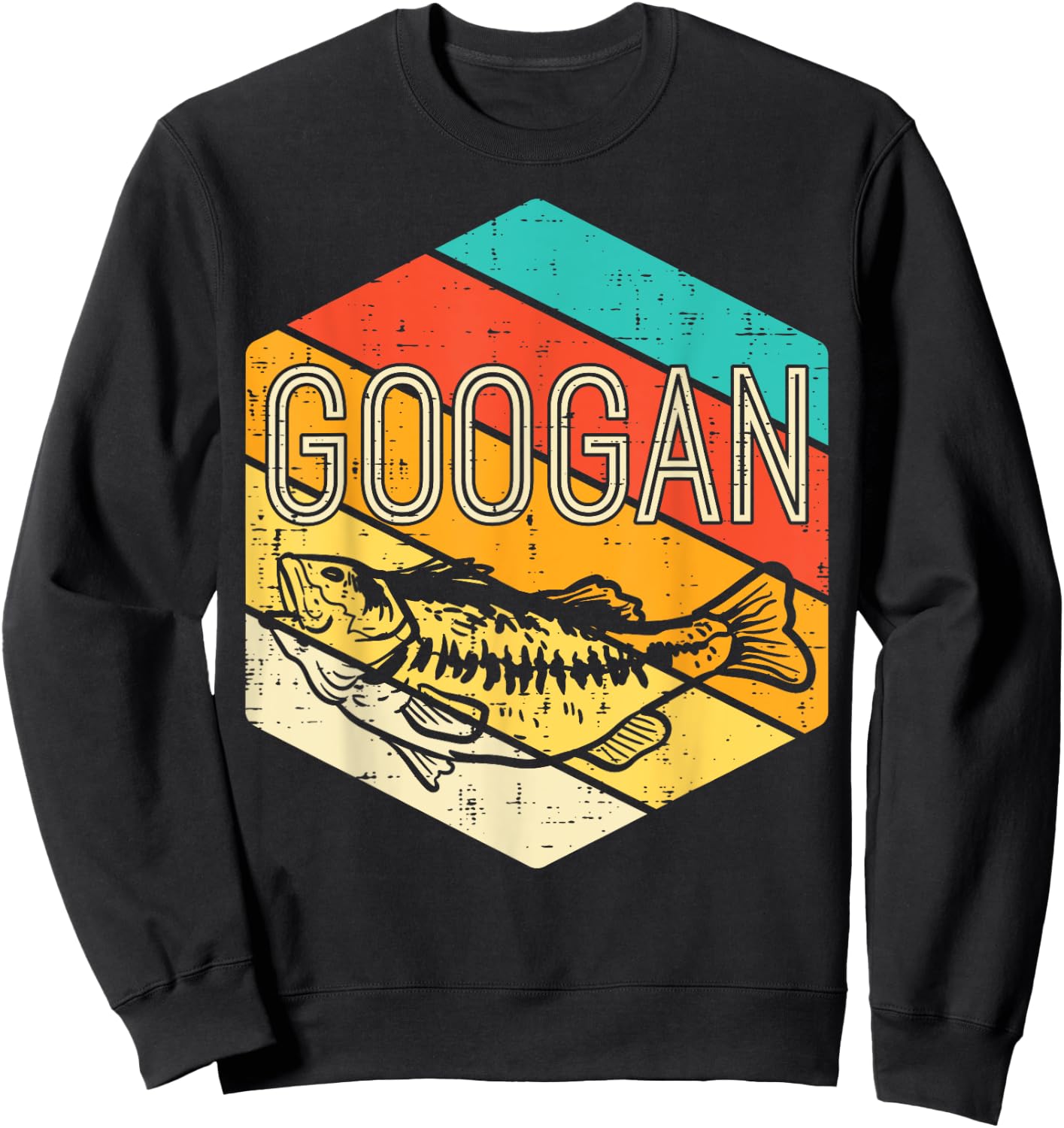 Googan Fish Retro Fishing Fisherman Angler Men Women Kids Sweatshirt - Sweatshirt | Black