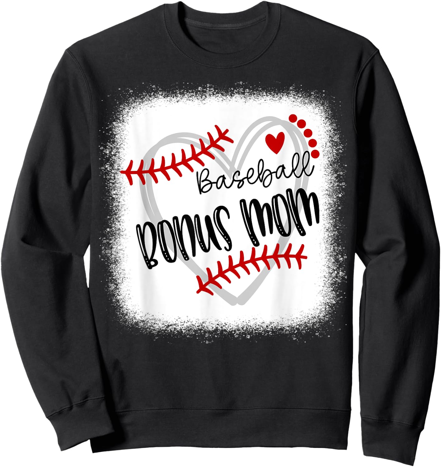 Personalized Baseball Heart Cute Bonus Mom Women Sweatshirt - Sweatshirt | Black