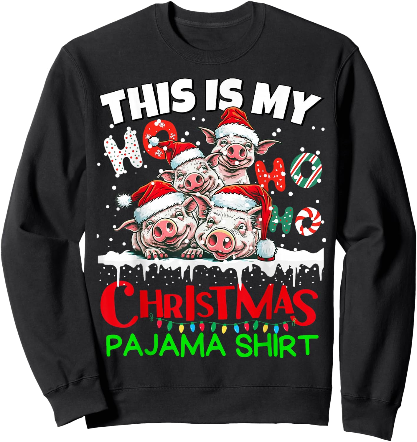 This is my Christmas Pajama shirt Pigs Santa for Kids Sweatshirt - Sweatshirt | Black