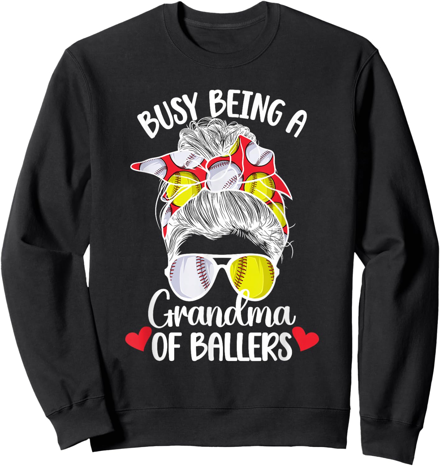 Grandma Of Ballers Softball Baseball Grandma Sweatshirt - Sweatshirt | Black