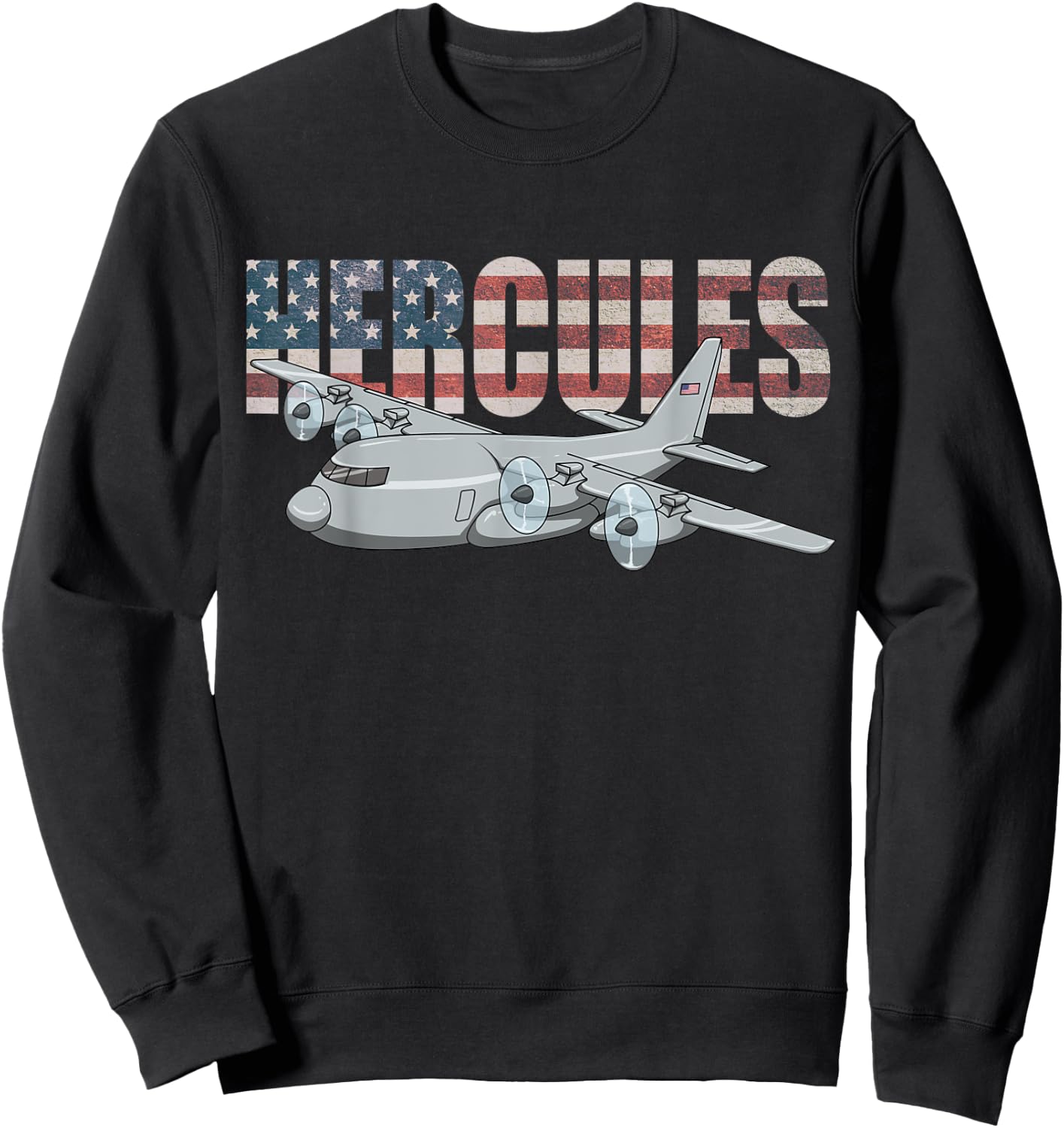 C-130 Hercules American Flag Military Airplane C130 Sweatshirt - Sweatshirt | Black