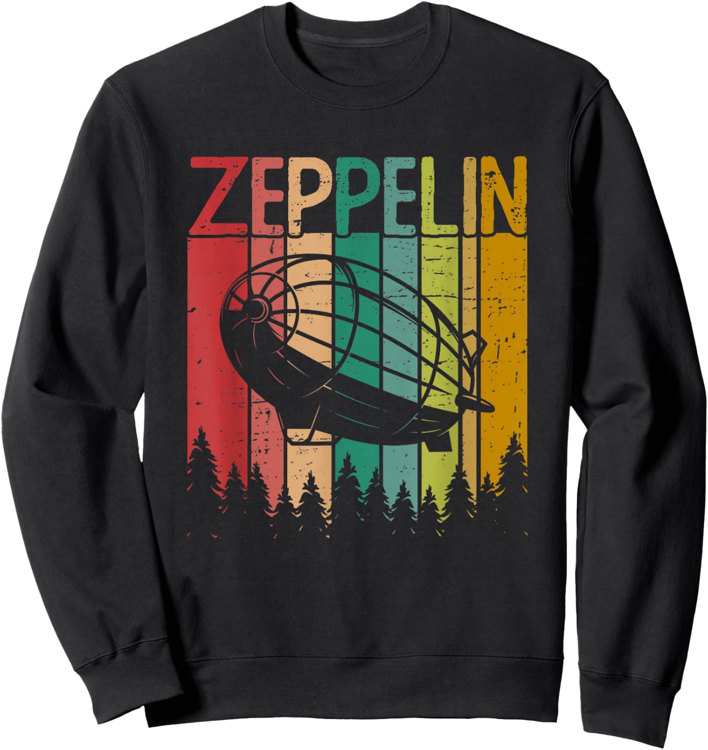 Retro Vintage Zeppelin 70s 80s Dirigible Airship Sweatshirt - Sweatshirt | Black