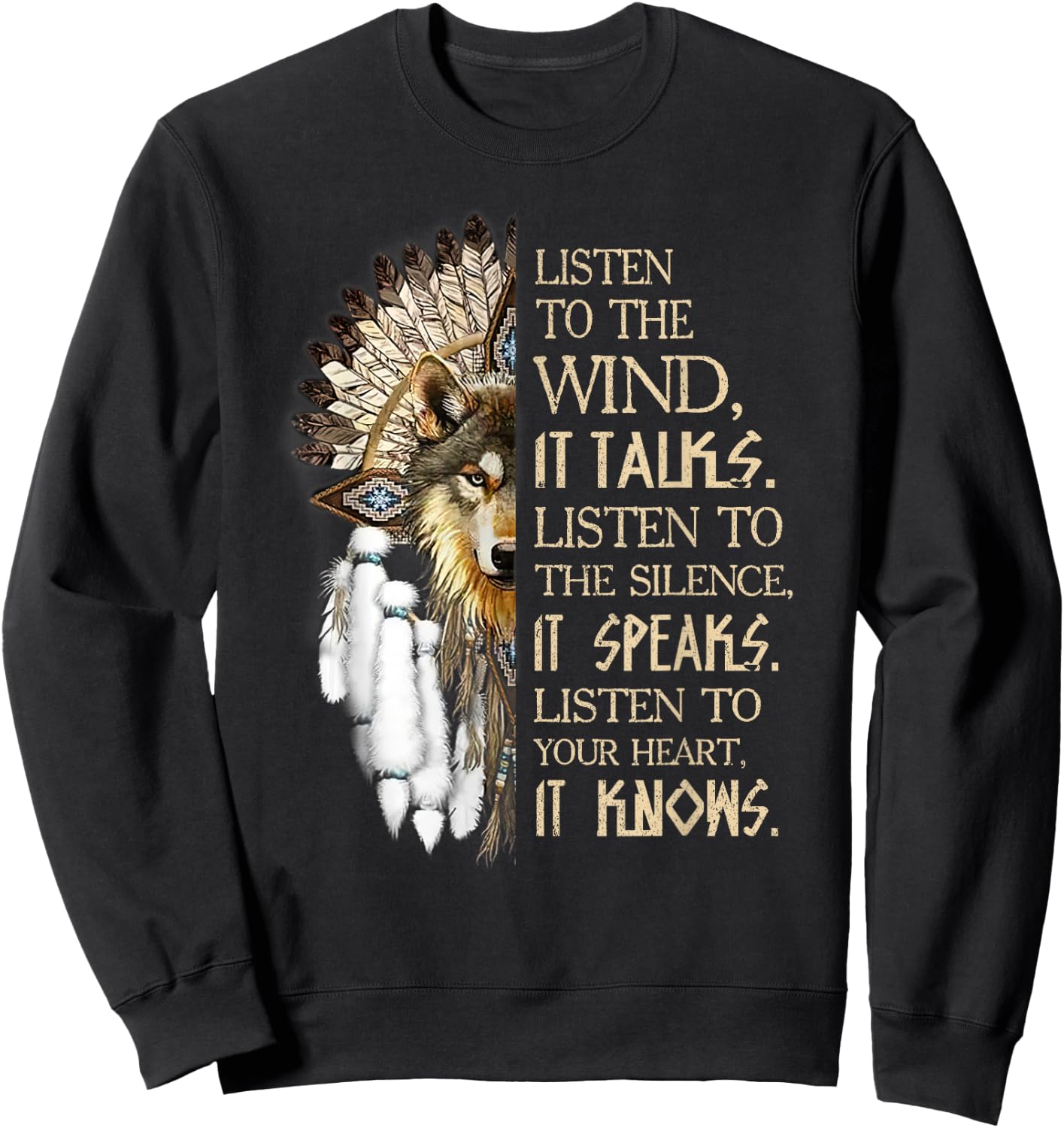 Listen to The Wind Eagle Native American Sweatshirt - Sweatshirt | Black