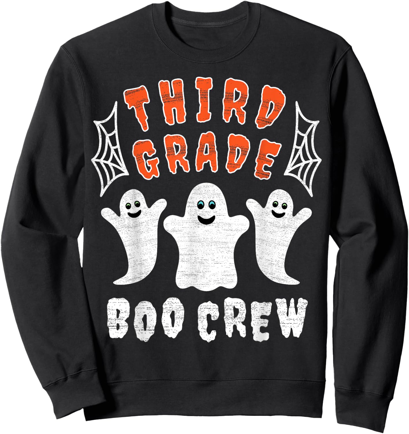 Third Grade Teacher Student Gift | Halloween Ghost Boo Crew Men Women Kids Sweatshirt - Sweatshirt | Black