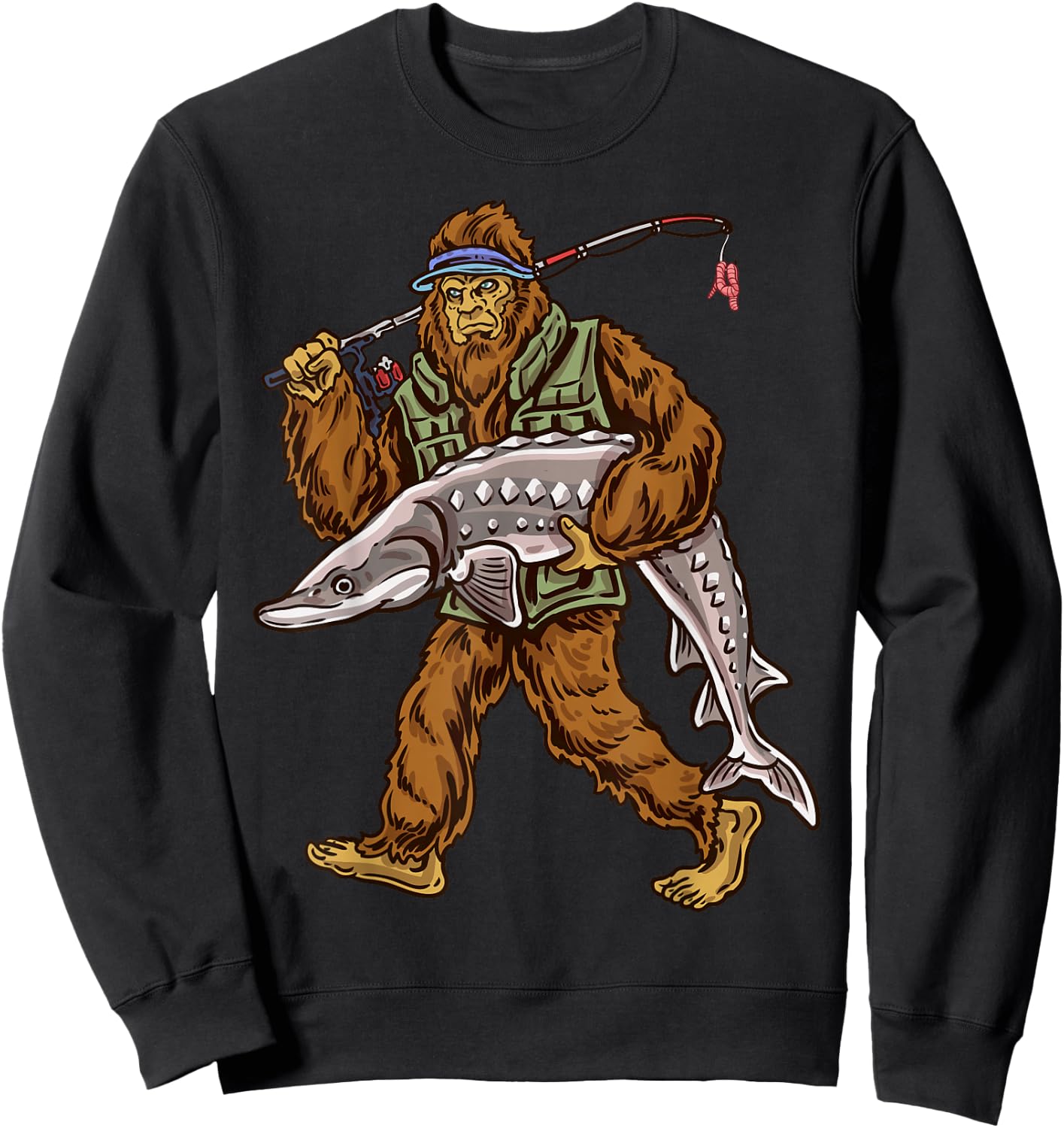 Northern Outdoors Sturgeon Collection Men's Black Sturgeon Fishing Bigfoot Hunting Sweatshirt - Sweatshirt | Black