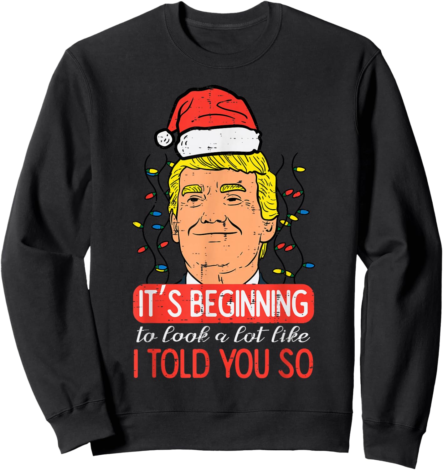Christmas Trump Santa Told You So Funny Xmas Men Women Kids Sweatshirt - Sweatshirt | Black