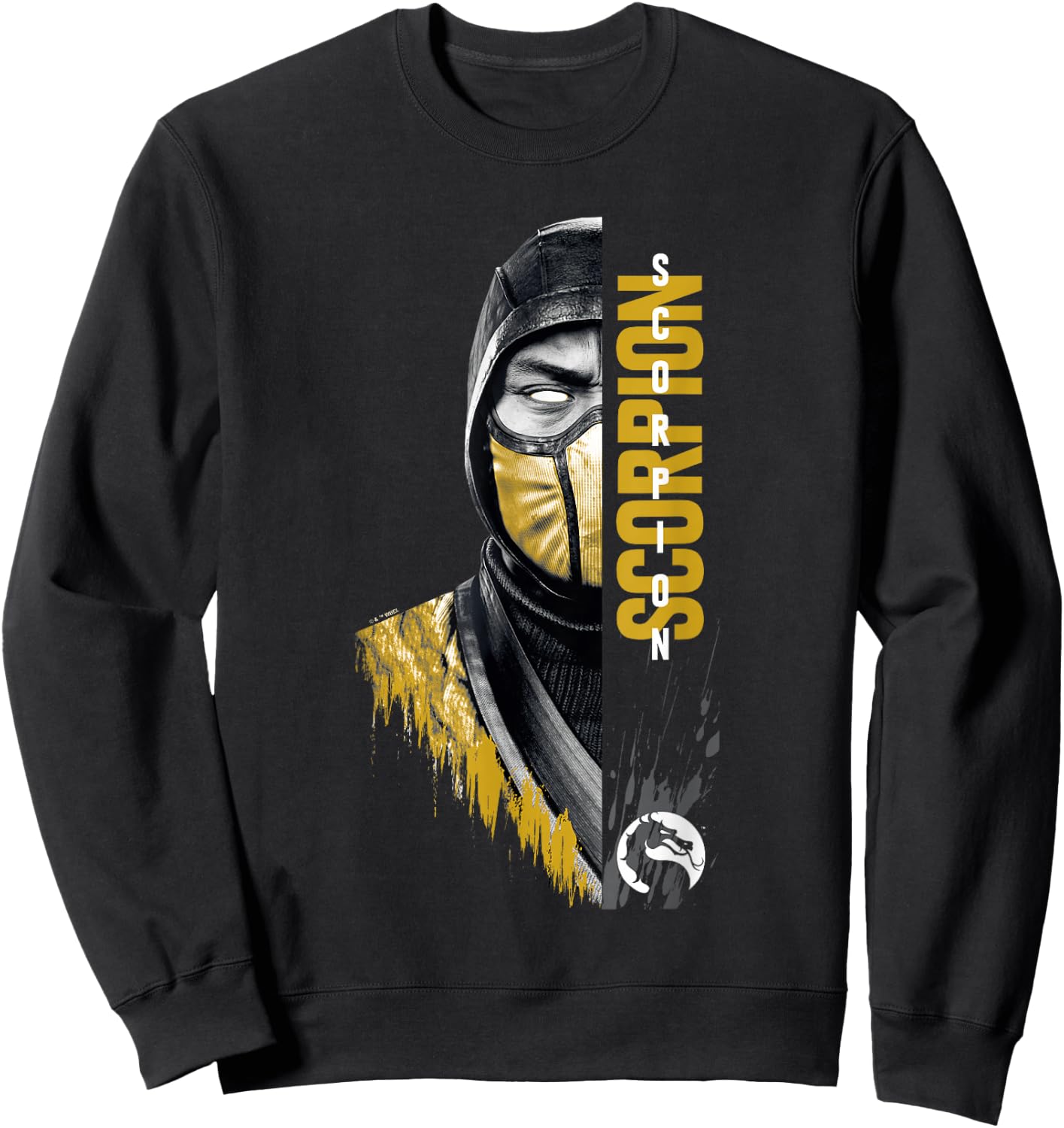 Mortal Kombat Klassic Scorpion Split Face Bust Portrait Sweatshirt - Sweatshirt | Black