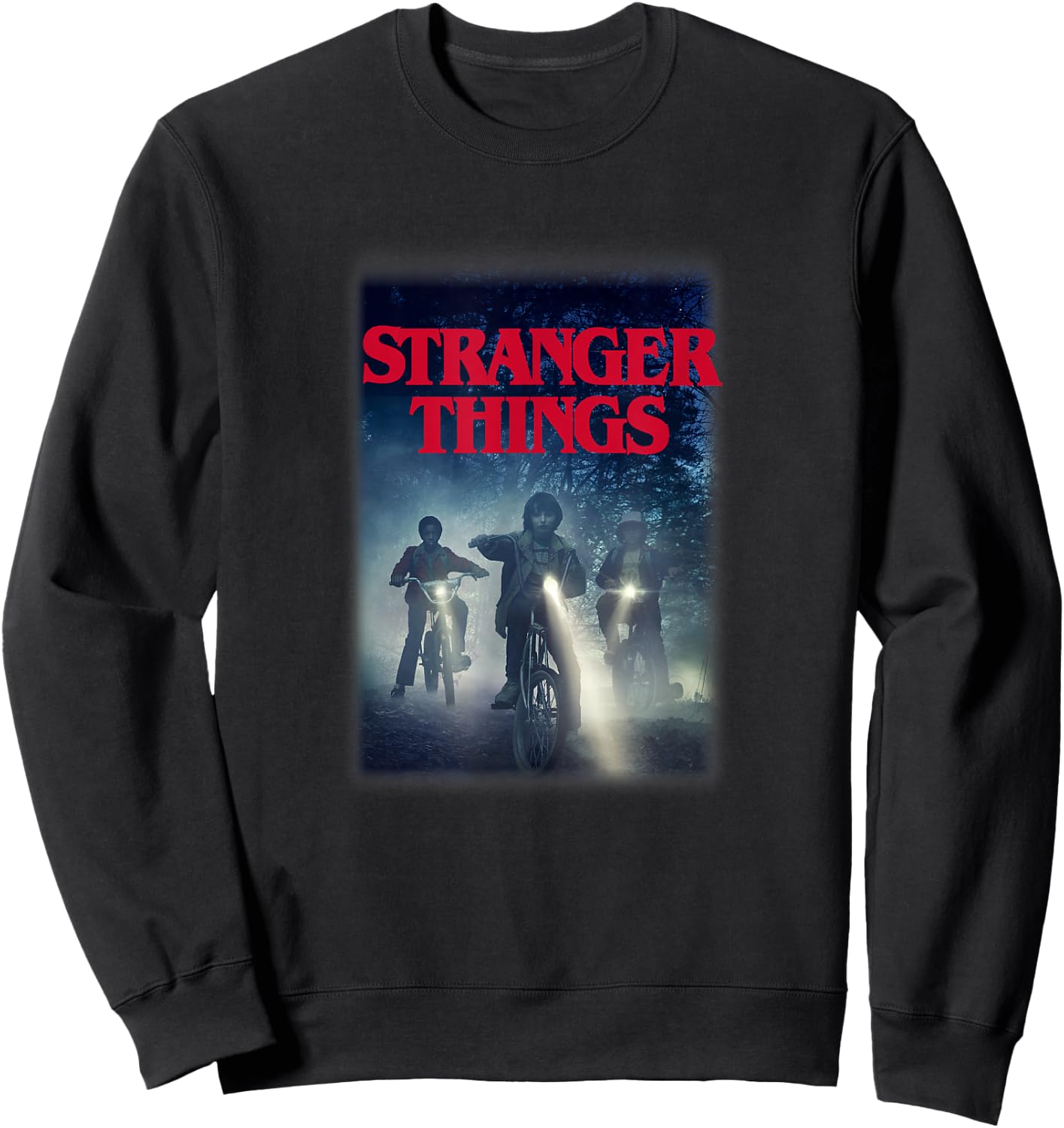 Stranger Things Searching For Will Byers Group Bike Poster Sweatshirt - Sweatshirt | Black
