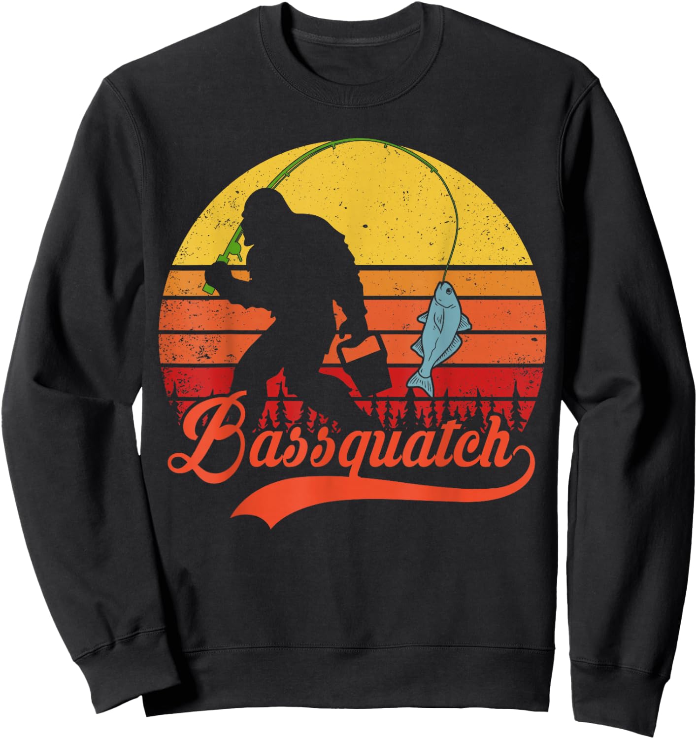 Bigfoot Fishing-Shirt Funny Bassquatch Bass Fish Boy Men Sweatshirt - Sweatshirt | Black