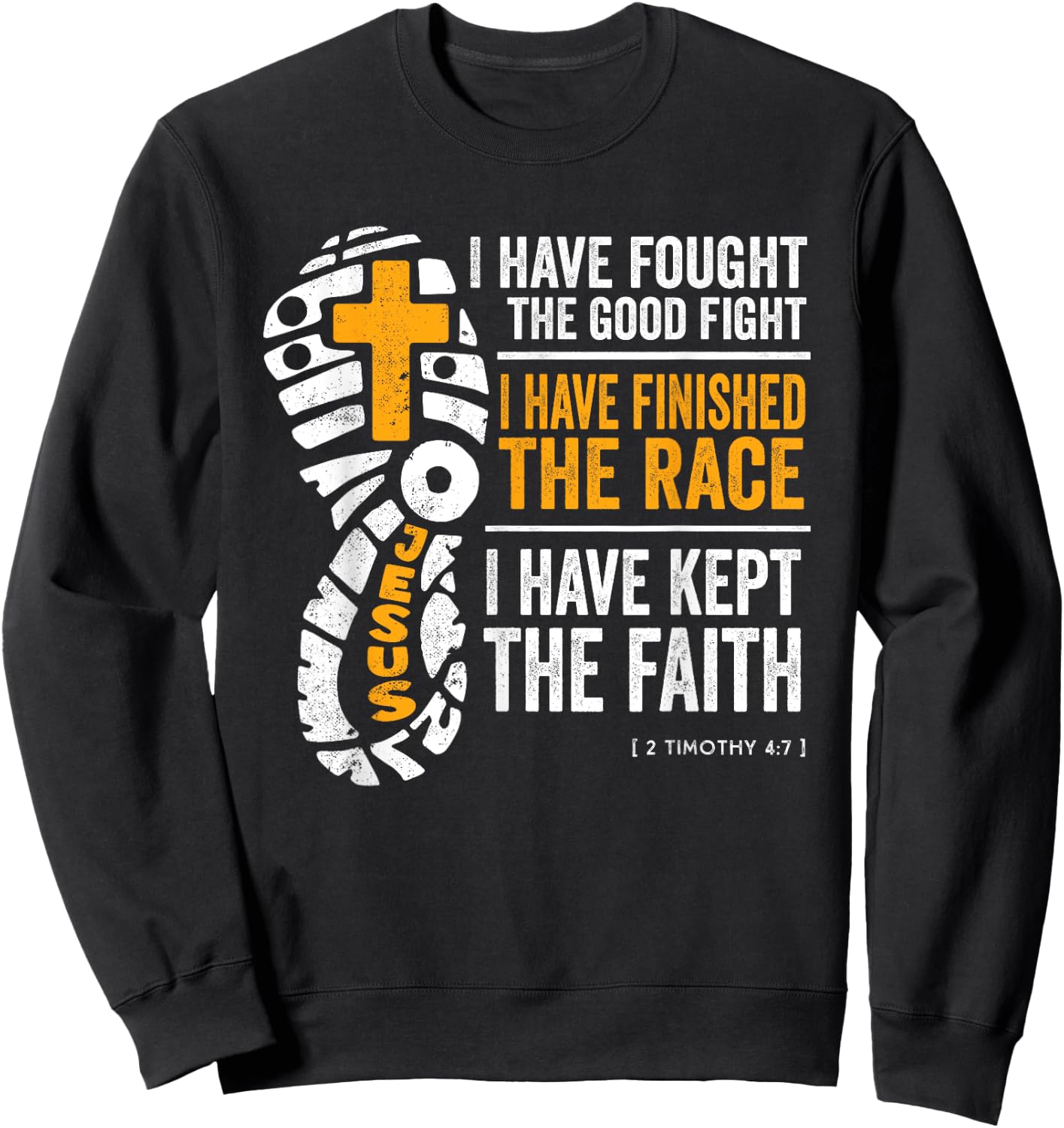 Religious Cross Country Runner 2 Timothy 4:7 Bible Verse Sweatshirt - Sweatshirt | Black