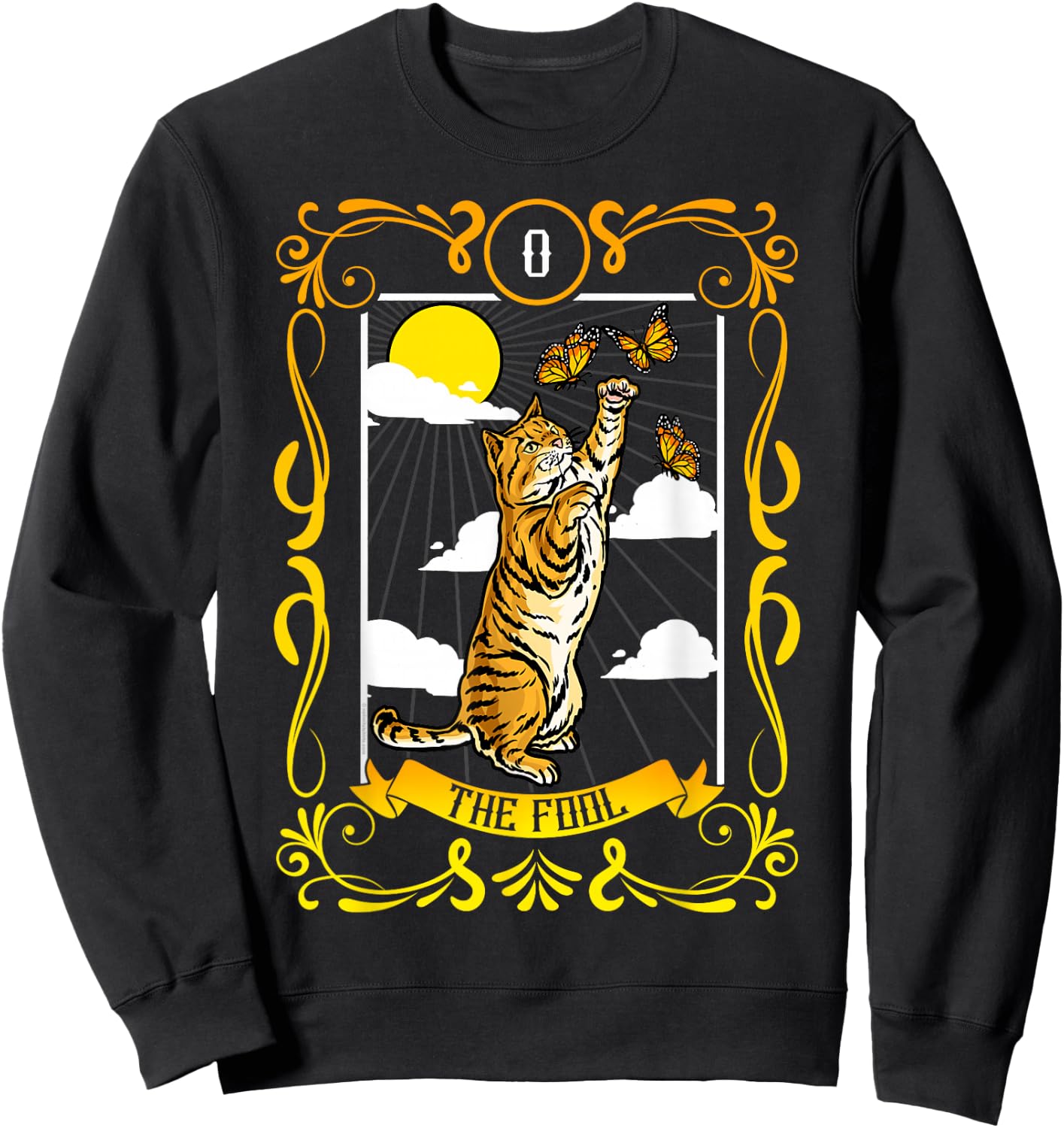 The Fool Cat Arcana Tarot Card Mystical Wiccan Sweatshirt - Sweatshirt | Black