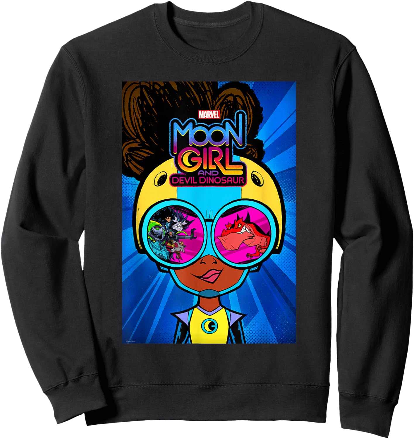 Marvel Moon Girl and Devil Dinosaur Goggles Good vs. Bad Sweatshirt - Sweatshirt | Black