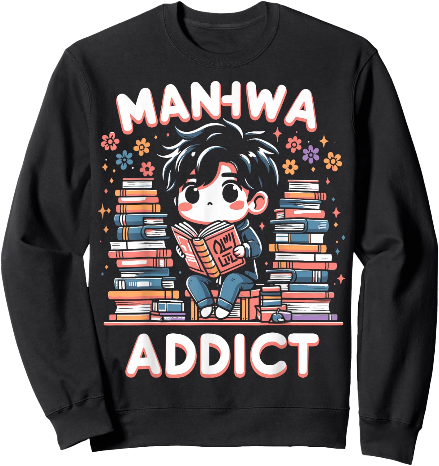 AMM - Anime Manga Manhwa Funny Gift Manhwa Addict Fan -Adults Black Sweatshirt - Sweatshirt | Black