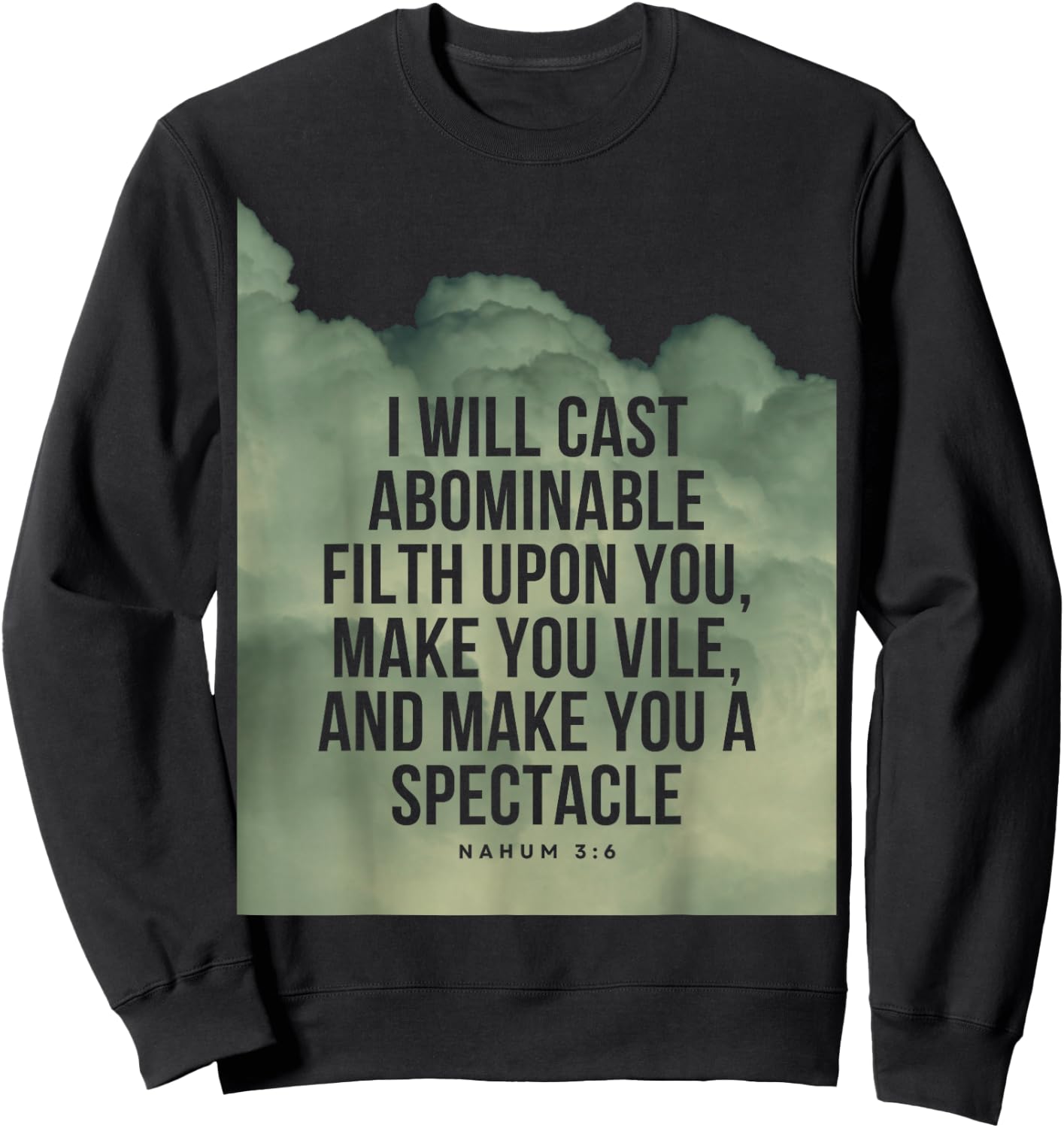 Nahum 3:6 Bible Verse I will cast abominable filth upon you Sweatshirt - Sweatshirt | Black