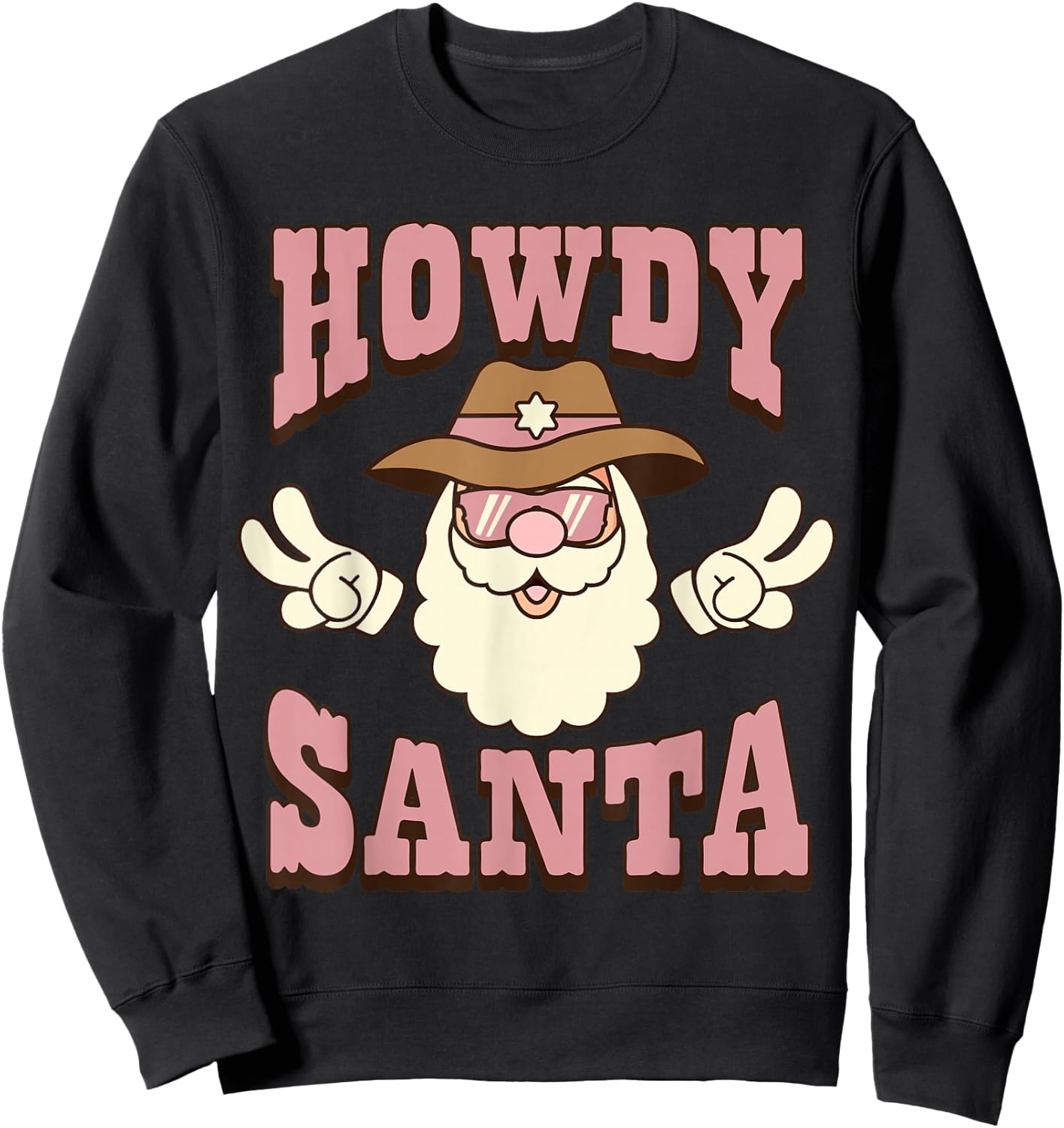 Howdy Santa Country Christmas Cowboy Groovy Retro Sweatshirt - Sweatshirt | Black