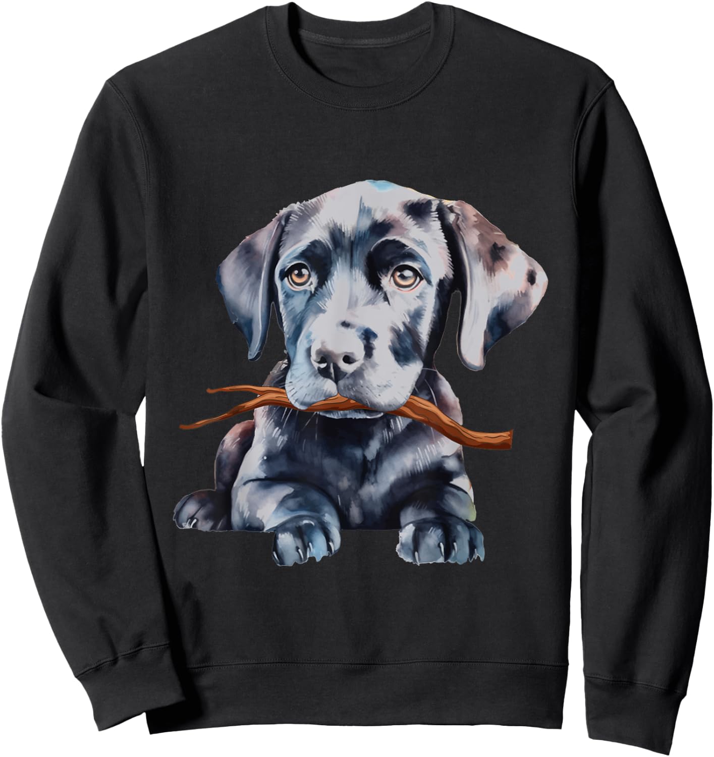 Black Labrador Fetching Stick - Pet Lover Puppy Dog Training Sweatshirt - Sweatshirt | Black