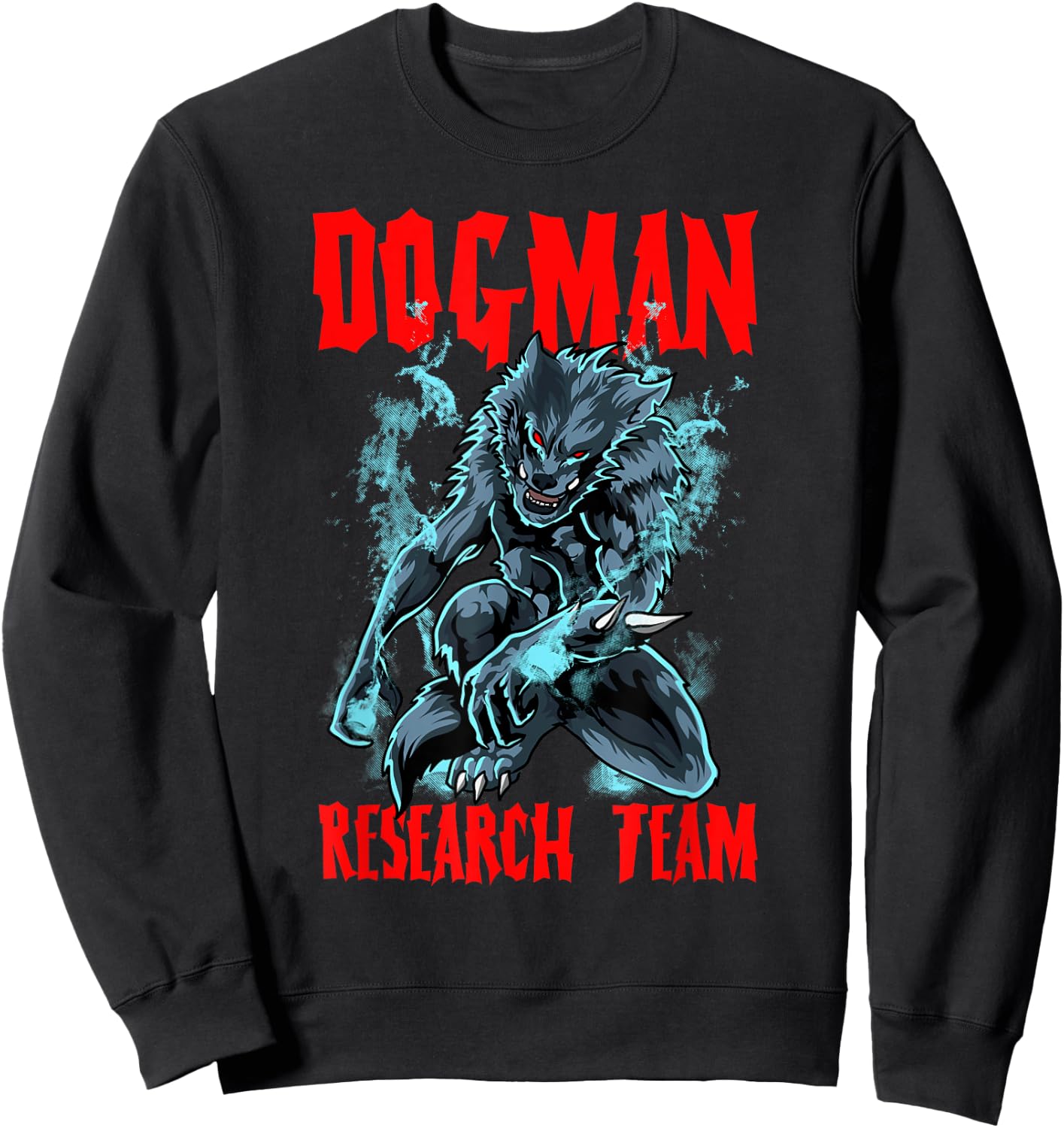 Dogman Research Team Cryptid Humanoid Animal Dog Man Funny Sweatshirt - Sweatshirt | Black