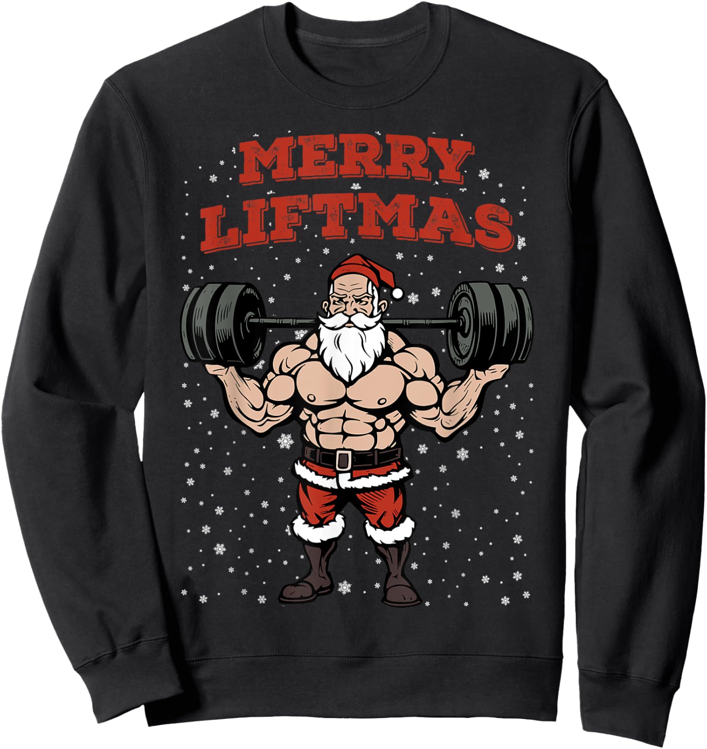 Merry Liftmas Christmas Muscular Santa Claus Gym Workout Sweatshirt - Sweatshirt | Black