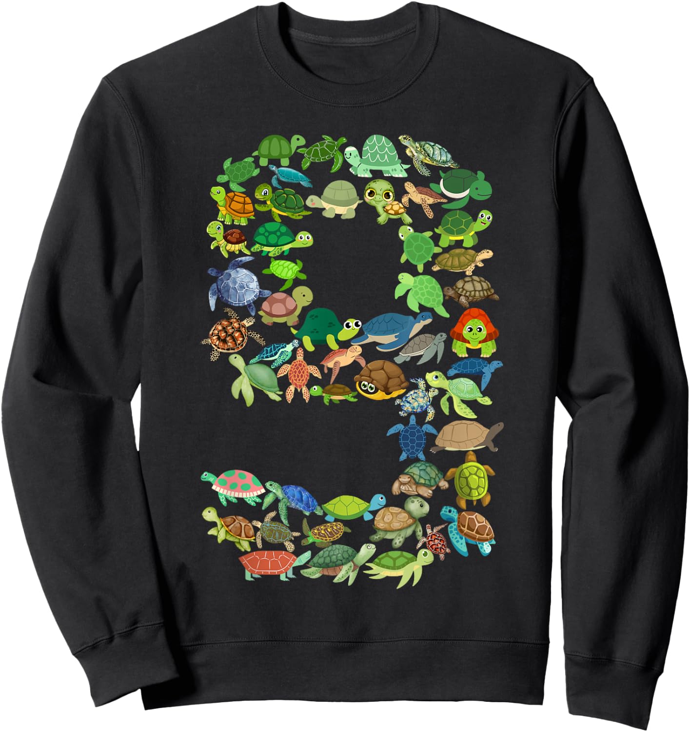 Kids 9th Birthday Sea Turtle Tortoise Themed 9 Year Old Boys Sweatshirt - Sweatshirt | Black