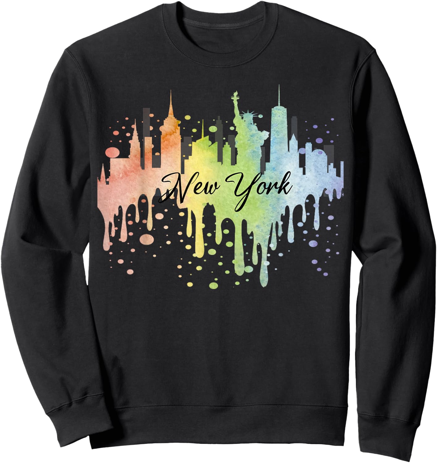 New York City Watercolor Art NYC Skyline Souvenir Sweatshirt - Sweatshirt | Black