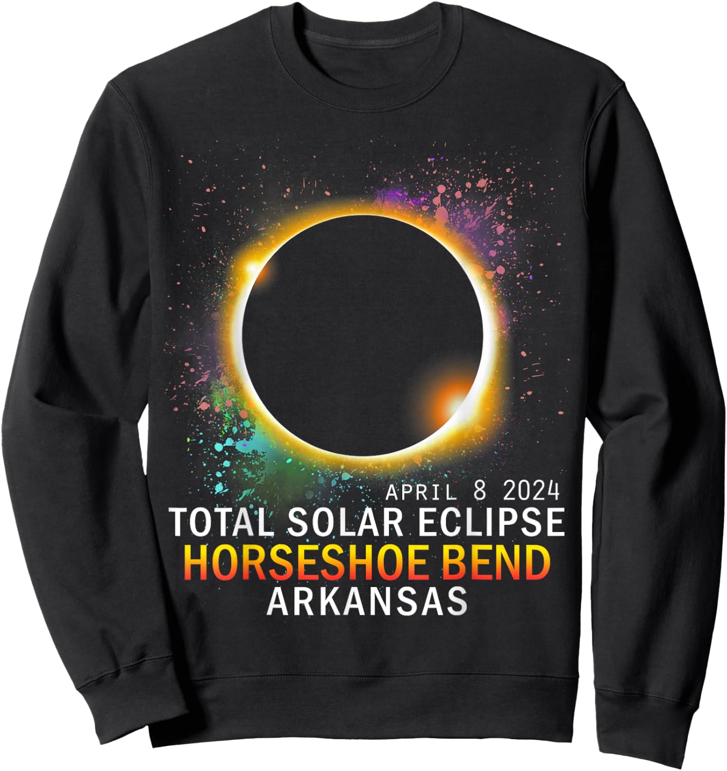 Horseshoe Bend Arkansas Total Solar Eclipse April 8 2024 Sweatshirt - Sweatshirt | Black