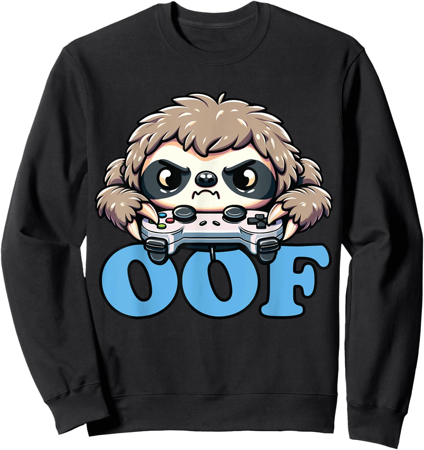 Oof Gamer Meme, Anime Gamer Sloth Oof Sweatshirt - Sweatshirt | Black
