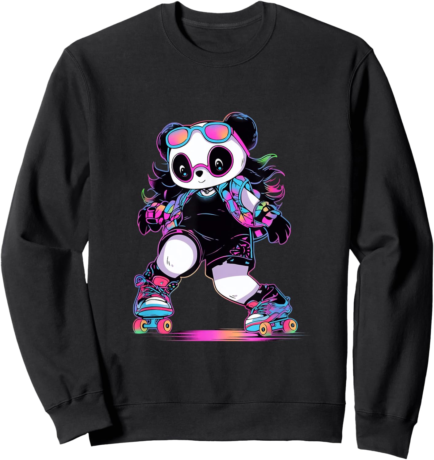 Roller Skates Funny Panda Skate Roller Skates Sweatshirt - Sweatshirt | Black
