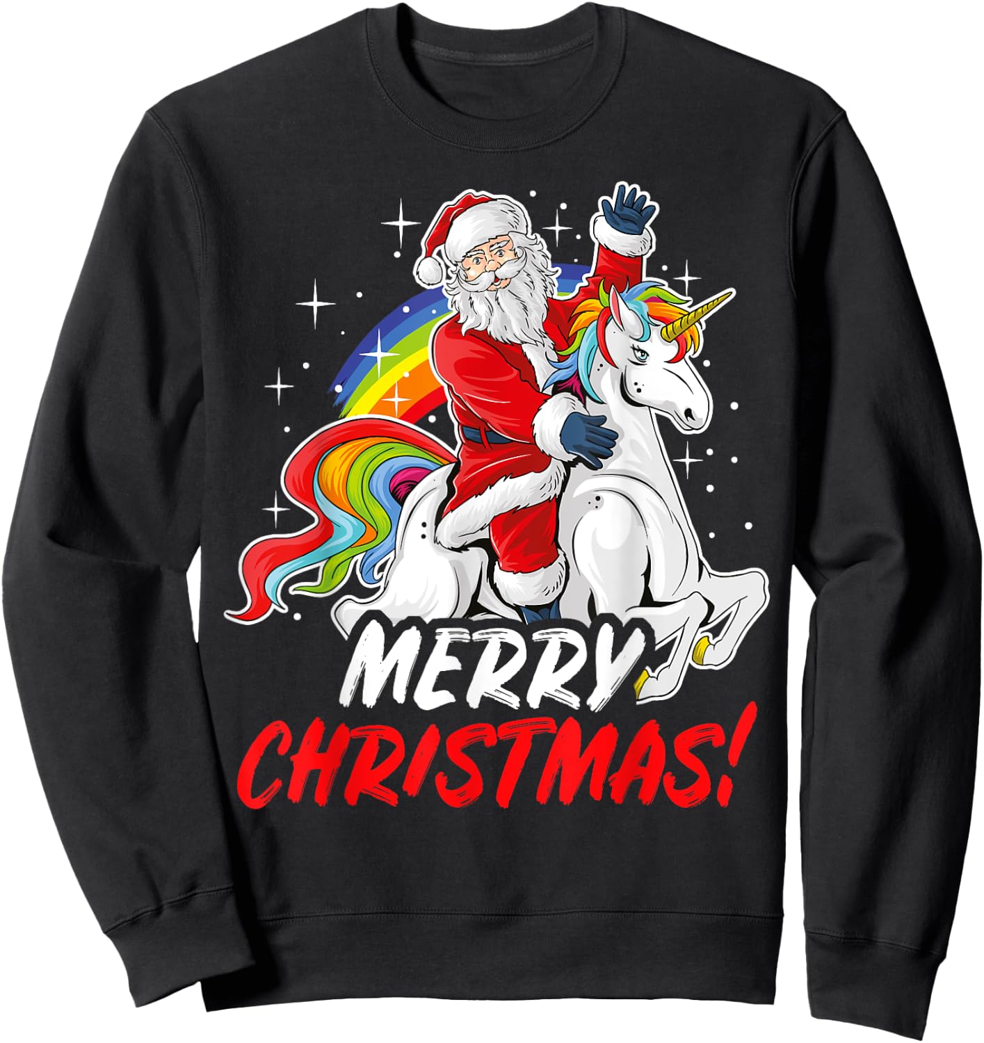 Unicorn Santa Claus Christmas Holiday Sweatshirt - Sweatshirt | Black