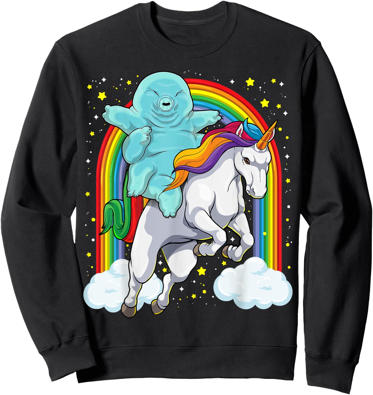 Tardigrade Riding Unicorn Funny Magical Tardigrade Unicorn Sweatshirt - Sweatshirt | Black