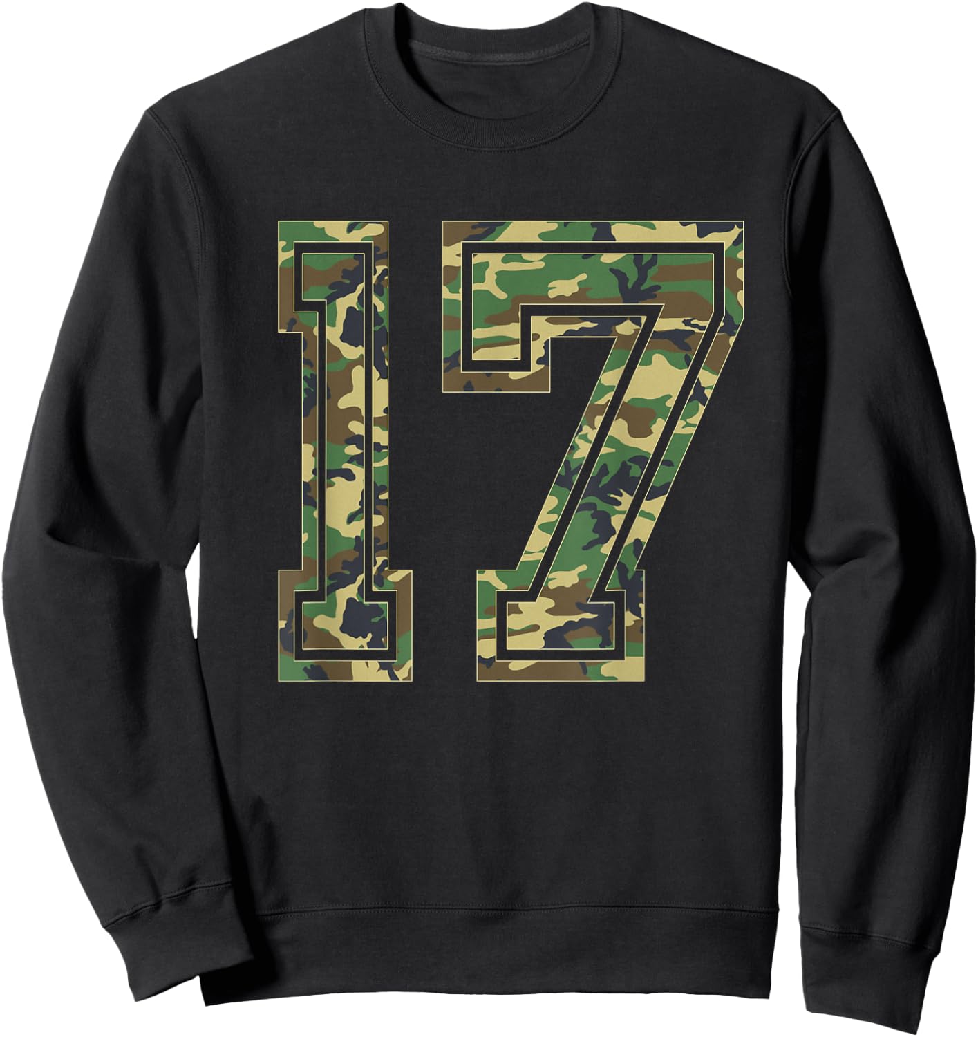 Team Jersey Number 17 Camo Camouflage Sweatshirt - Sweatshirt | Black