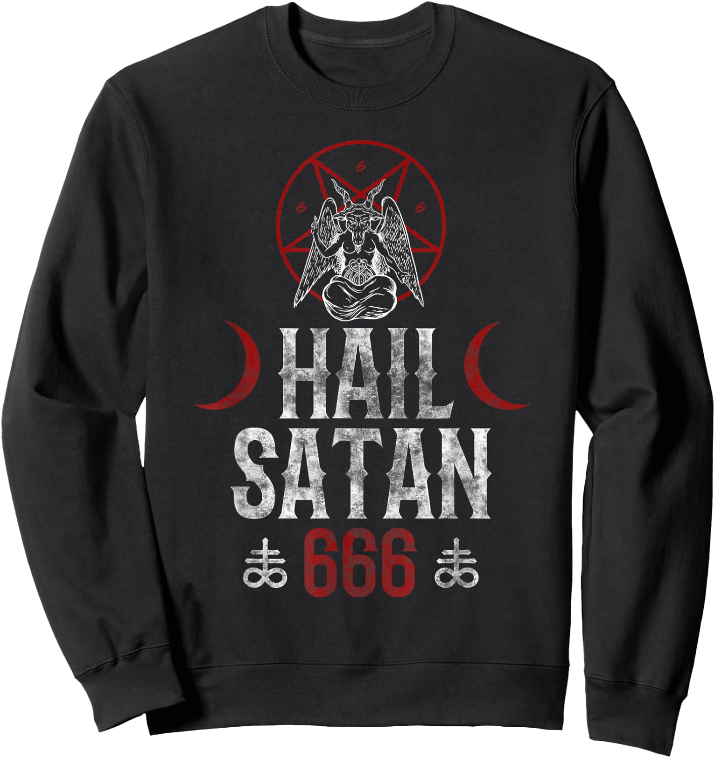 666 Hail Satan - Evil Goat Baphomet Goth Sweatshirt - Sweatshirt | Black