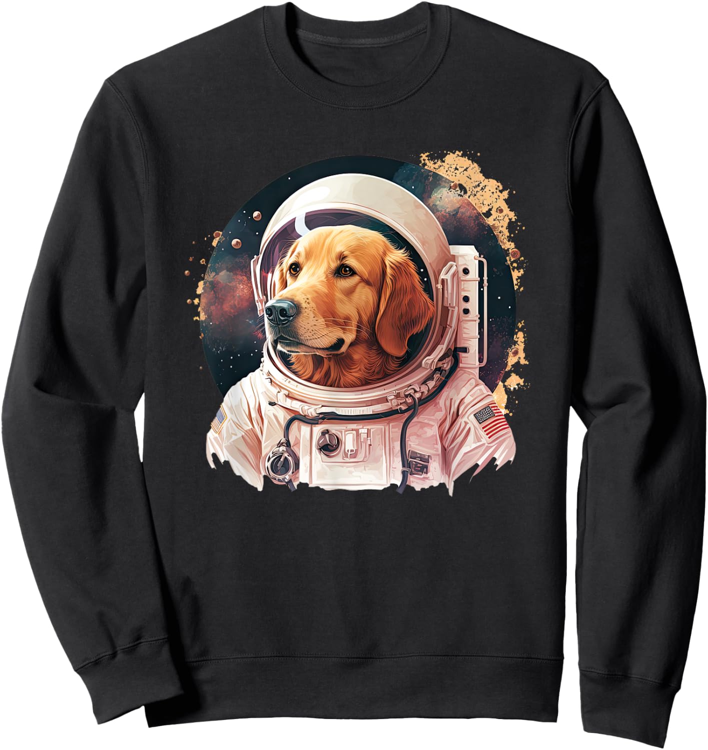 Funny Golden Retriever Astronaut in the space Sweatshirt - Sweatshirt | Black