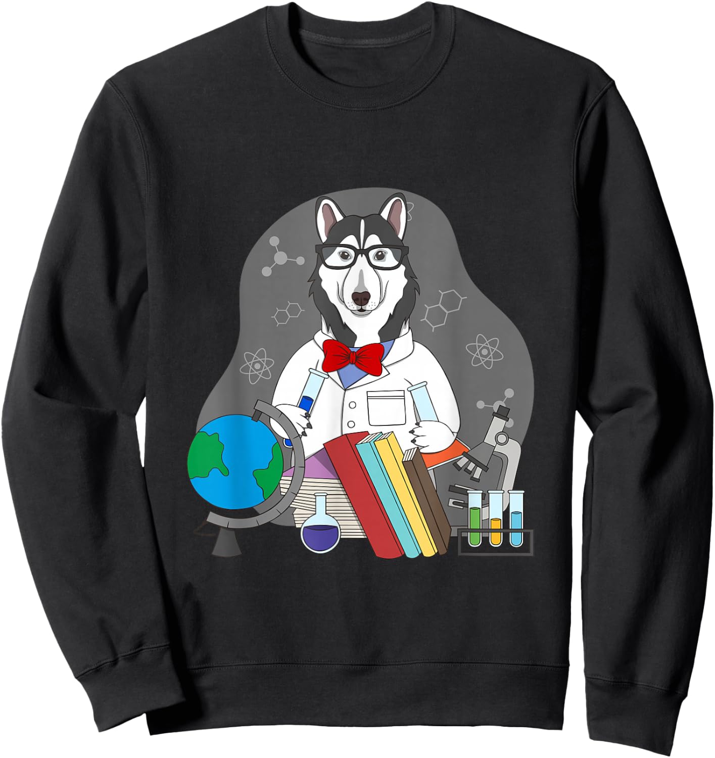Husky Lover and Scientist Teacher Design Sweatshirt - Sweatshirt | Black